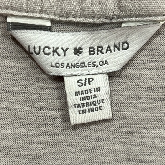 Lucky Brand Top S Cream Camp Shirt Button Front Casual Light Modal Viscose Cuff - Picture 8 of 9